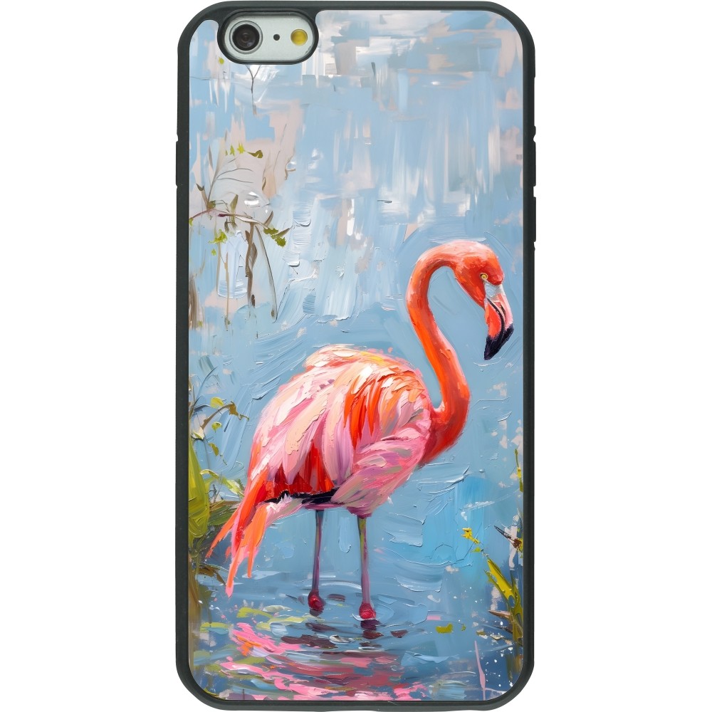 iPhone 6 Plus / 6s Plus Case Hülle - Silikon schwarz Paint Flamingo