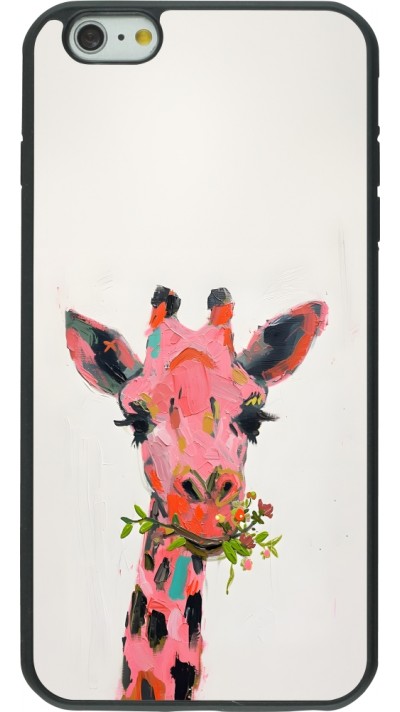 iPhone 6 Plus / 6s Plus Case Hülle - Silikon schwarz Pink Girafe Paint