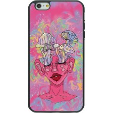 iPhone 6 Plus / 6s Plus Case Hülle - Silikon schwarz Psychedelic pink mushroom
