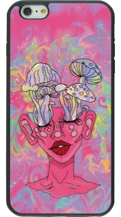 Coque iPhone 6 Plus / 6s Plus - Silicone rigide noir Psychedelic pink mushroom