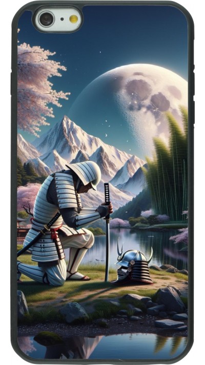 iPhone 6 Plus / 6s Plus Case Hülle - Silikon schwarz Samurai Katana Mond