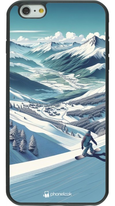 iPhone 6 Plus / 6s Plus Case Hülle - Silikon schwarz Snowboarder Berg