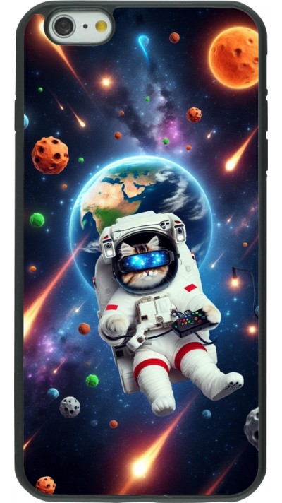 iPhone 6 Plus / 6s Plus Case Hülle - Silikon schwarz VR SpaceCat Odyssee