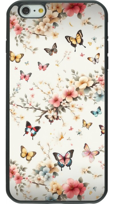iPhone 6 Plus / 6s Plus Case Hülle - Silikon schwarz Frühling 25 Leichte Schmetterlinge
