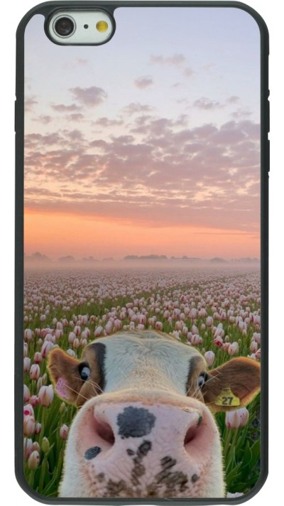 iPhone 6 Plus / 6s Plus Case Hülle - Silikon schwarz Cow with tulips 2026