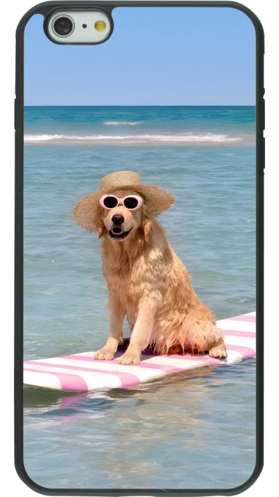iPhone 6 Plus / 6s Plus Case Hülle - Silikon schwarz Summer Dog on Paddle
