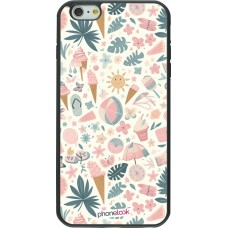 iPhone 6 Plus / 6s Plus Case Hülle - Silikon schwarz Sommer Pink Muster
