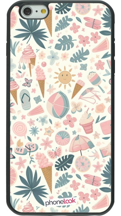 iPhone 6 Plus / 6s Plus Case Hülle - Silikon schwarz Sommer Pink Muster