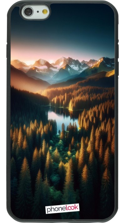 iPhone 6 Plus / 6s Plus Case Hülle - Silikon schwarz Sonnenuntergang Waldsee