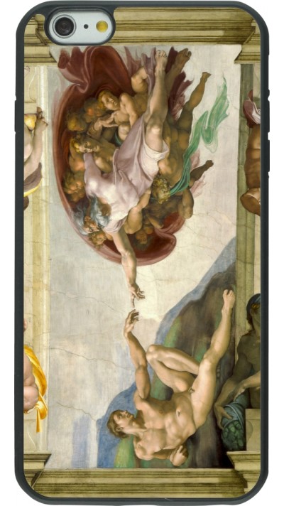 Coque iPhone 6 Plus / 6s Plus - Silicone rigide noir Tableau art - La Création d’Adam - Michel-Ange