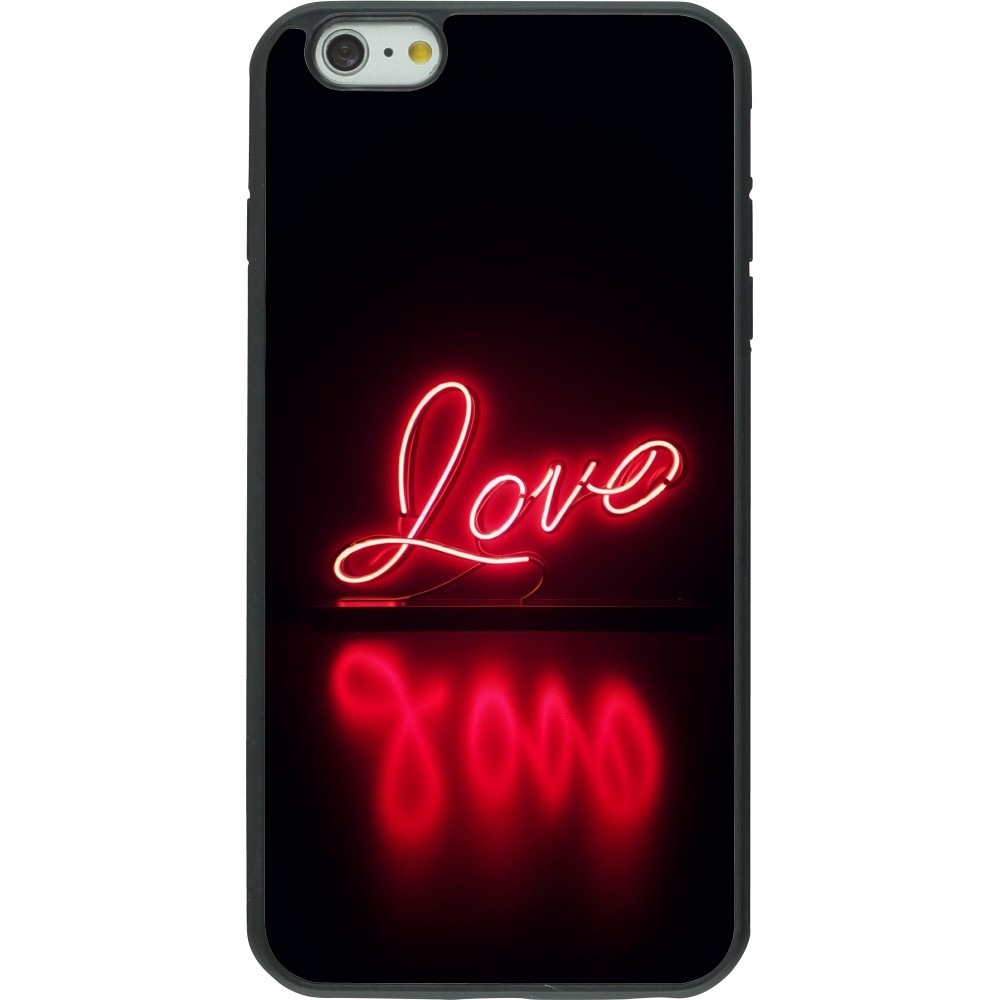 iPhone 6 Plus / 6s Plus Case Hülle - Silikon schwarz Valentine 2025 Neon Liebe