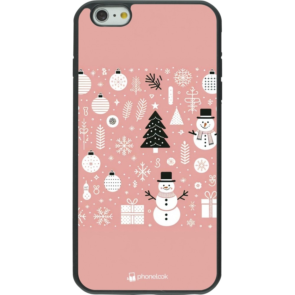 iPhone 6 Plus / 6s Plus Case Hülle - Silikon schwarz Weihnachten 2024 Rose Schneemann Weihnachten