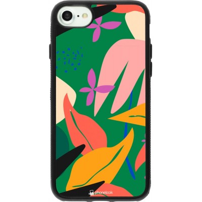 Hülle iPhone 7 / 8 / SE (2020, 2022) - Silikon schwarz Abstract Jungle