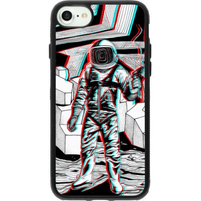 Hülle iPhone 7 / 8 / SE (2020, 2022) - Silikon schwarz Anaglyph Astronaut