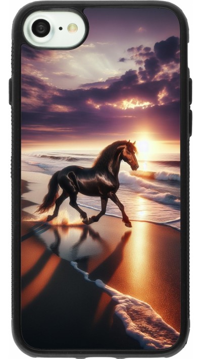 iPhone 7 / 8 / SE (2020, 2022) Case Hülle - Silikon schwarz Pferd majestätisch Strand
