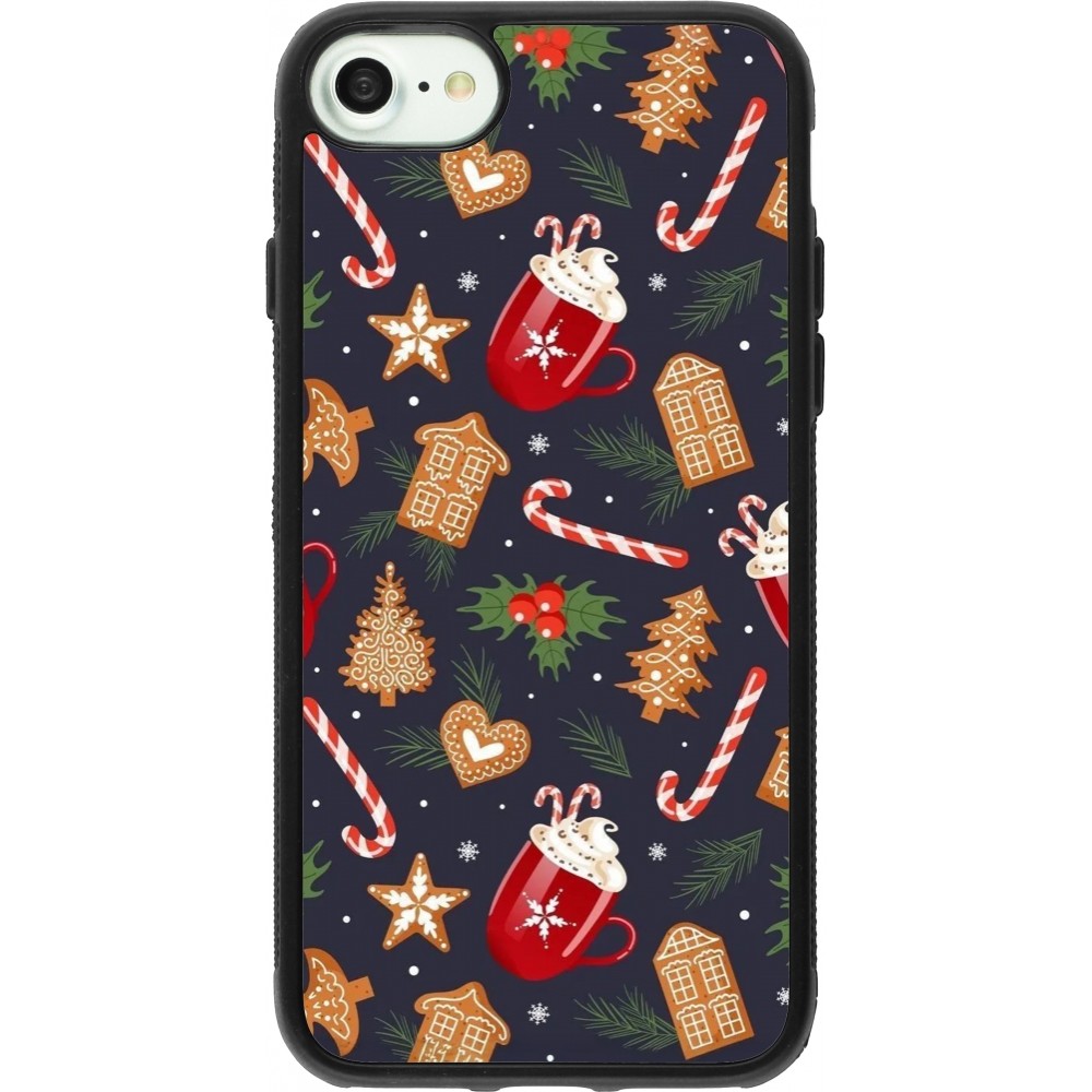iPhone 7 / 8 / SE (2020, 2022) Case Hülle - Silikon schwarz Christmas 25 Pattern Gingerbread House