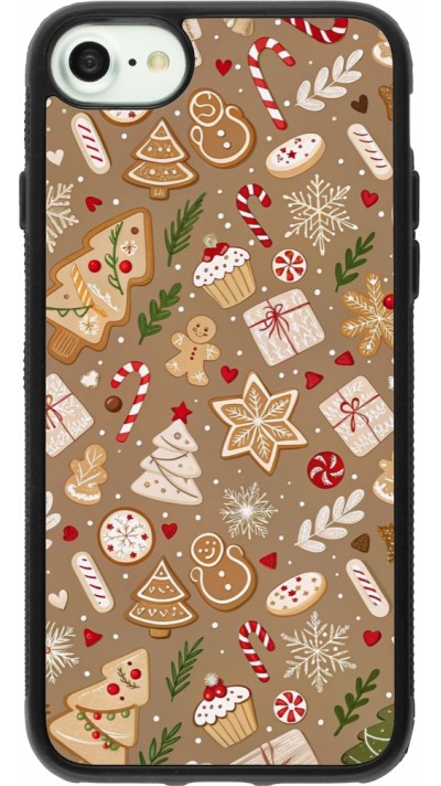 iPhone 7 / 8 / SE (2020, 2022) Case Hülle - Silikon schwarz Christmas 25 Pattern Ginger Cookie