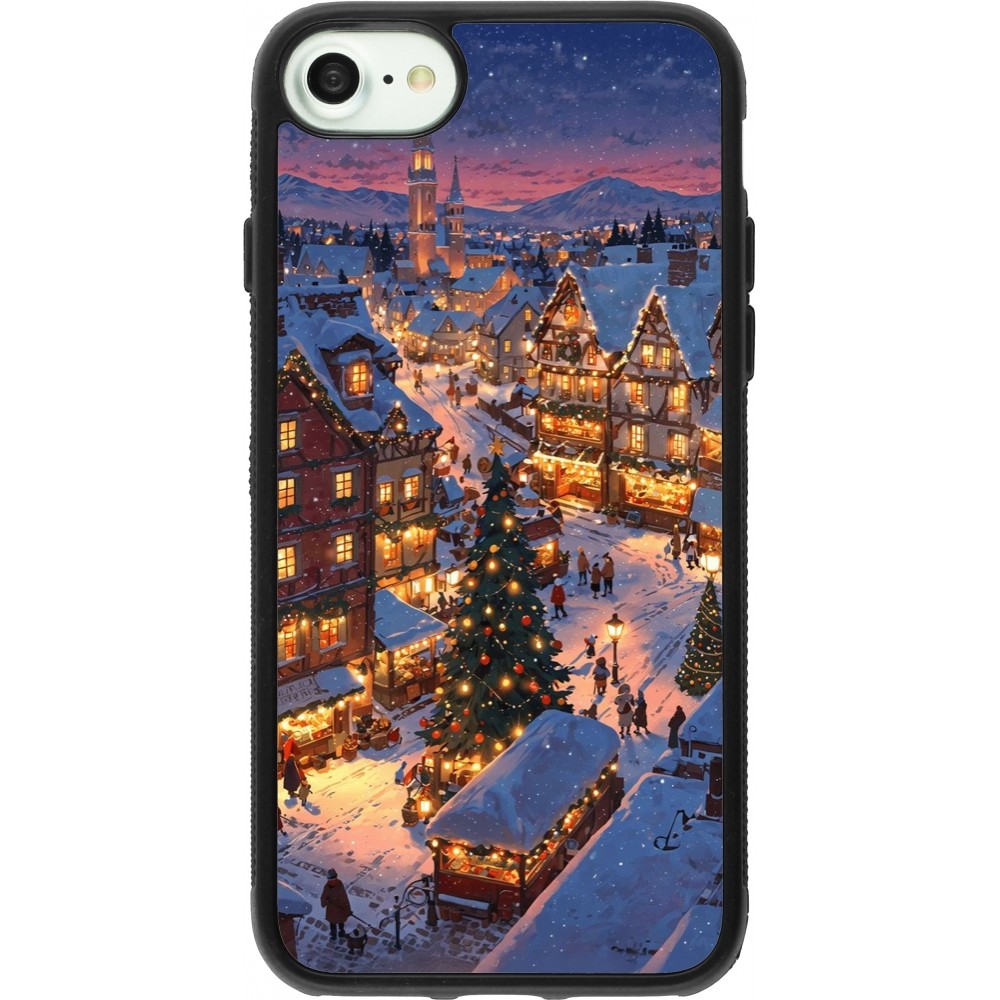 iPhone 7 / 8 / SE (2020, 2022) Case Hülle - Silikon schwarz Christmas 25 Xmas Village
