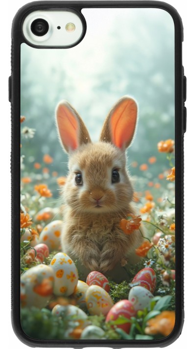 iPhone 7 / 8 / SE (2020, 2022) Case Hülle - Silikon schwarz Easter 2026 Rabbit in the garden