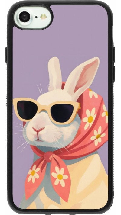 iPhone 7 / 8 / SE (2020, 2022) Case Hülle - Silikon schwarz Easter 2026 Rabbit with scarf