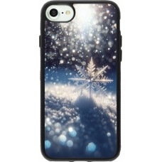 iPhone 7 / 8 / SE (2020, 2022) Case Hülle - Silikon schwarz Schneeflocke Solar Glanz