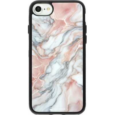 iPhone 7 / 8 / SE (2020, 2022) Case Hülle - Silikon schwarz Rosa Leuchtender Marmor