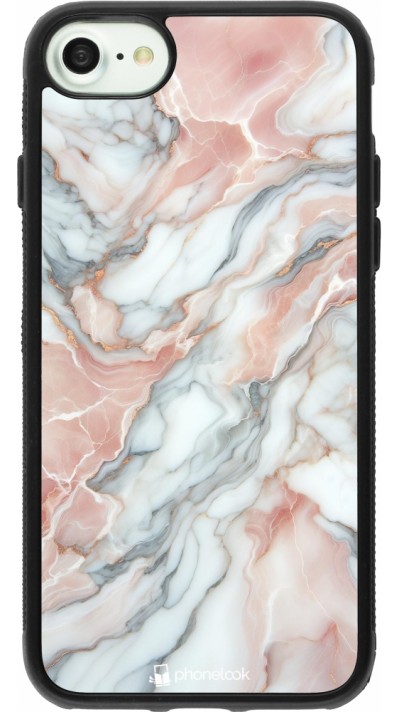 iPhone 7 / 8 / SE (2020, 2022) Case Hülle - Silikon schwarz Rosa Leuchtender Marmor