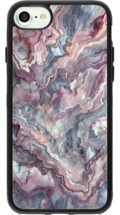 iPhone 7 / 8 / SE (2020, 2022) Case Hülle - Silikon schwarz Violetter silberner Marmor