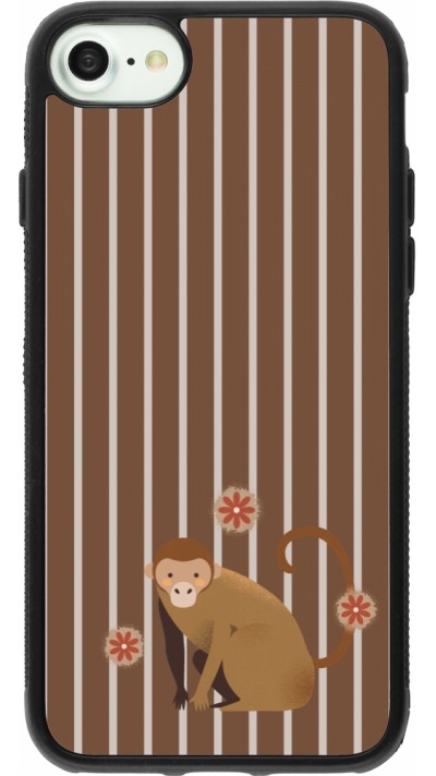iPhone 7 / 8 / SE (2020, 2022) Case Hülle - Silikon schwarz Monkey with stripes