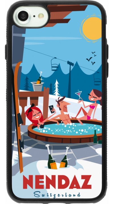 iPhone 7 / 8 / SE (2020, 2022) Case Hülle - Silikon schwarz Nendaz Mountain Jacuzzi