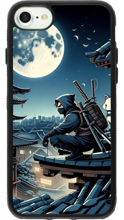 iPhone 7 / 8 / SE (2020, 2022) Case Hülle - Silikon schwarz Ninja unter dem Mond