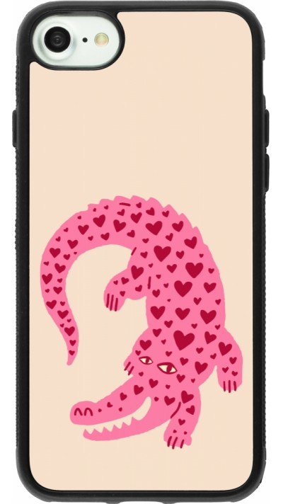 iPhone 7 / 8 / SE (2020, 2022) Case Hülle - Silikon schwarz Pink crocodile 2026