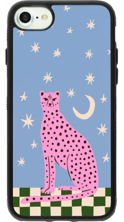 iPhone 7 / 8 / SE (2020, 2022) Case Hülle - Silikon schwarz Pink leopard with stars 2026