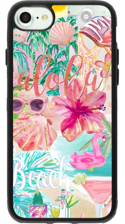 iPhone 7 / 8 / SE (2020, 2022) Case Hülle - Silikon schwarz Preppy Collage Aloha