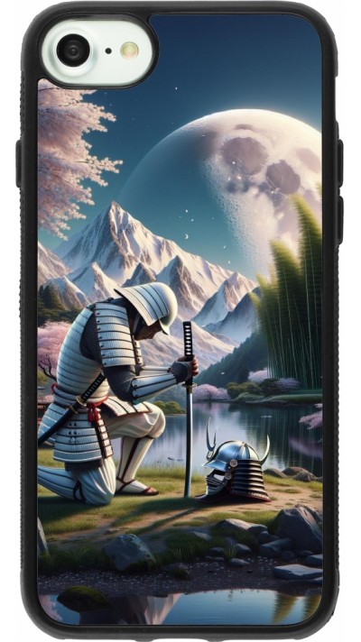 iPhone 7 / 8 / SE (2020, 2022) Case Hülle - Silikon schwarz Samurai Katana Mond
