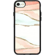 Coque iPhone 7 / 8 / SE (2020, 2022) - Silicone rigide noir Shimmering Orange