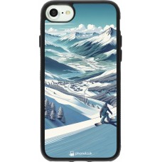 iPhone 7 / 8 / SE (2020, 2022) Case Hülle - Silikon schwarz Snowboarder Berg