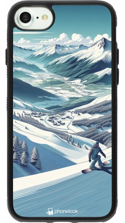 iPhone 7 / 8 / SE (2020, 2022) Case Hülle - Silikon schwarz Snowboarder Berg