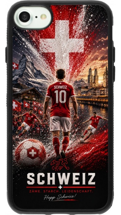 iPhone 7 / 8 / SE (2020, 2022) Case Hülle - Silikon schwarz Fussball Schweiz splash 2026