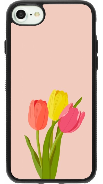 iPhone 7 / 8 / SE (2020, 2022) Case Hülle - Silikon schwarz Spring 23 tulip trio