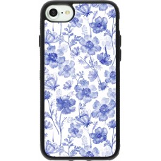 iPhone 7 / 8 / SE (2020, 2022) Case Hülle - Silikon schwarz Spring 23 watercolor blue flowers