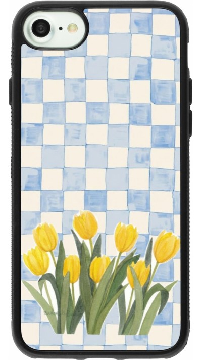 iPhone 7 / 8 / SE (2020, 2022) Case Hülle - Silikon schwarz Blue vichy tulips 2026