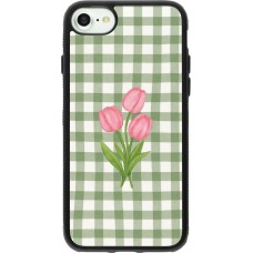 iPhone 7 / 8 / SE (2020, 2022) Case Hülle - Silikon schwarz Green vichy tulips 2026