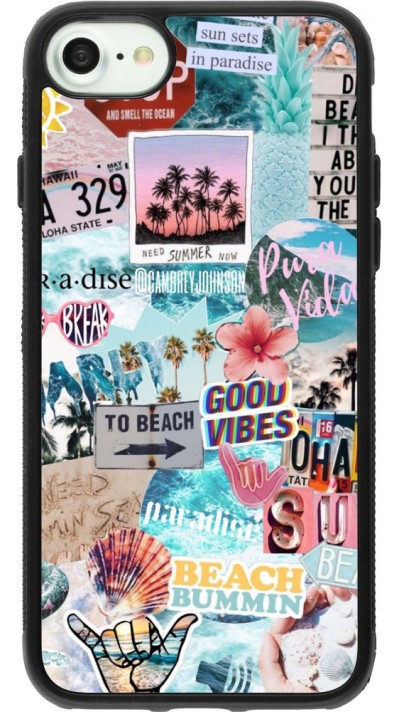 Coque iPhone 7 / 8 / SE (2020, 2022) - Silicone rigide noir Summer 20 collage
