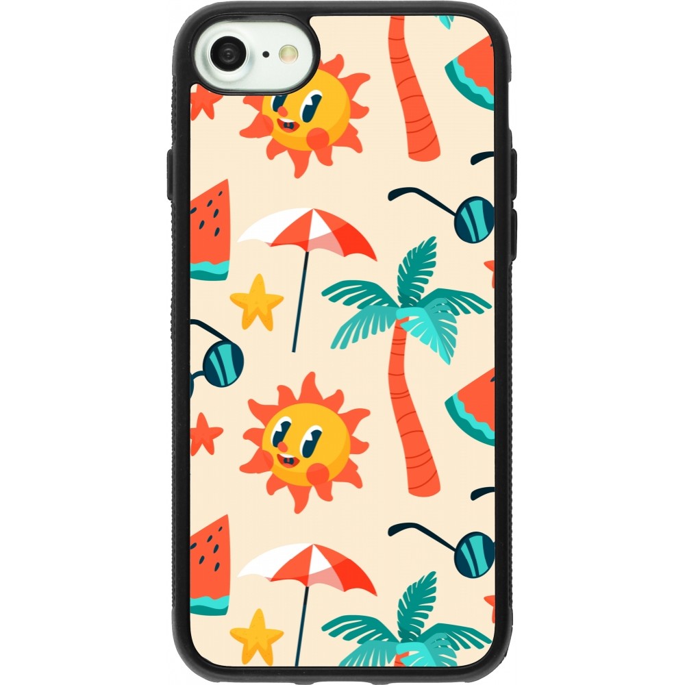 iPhone 7 / 8 / SE (2020, 2022) Case Hülle - Silikon schwarz Summer 2025 Pattern soleil