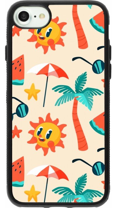 iPhone 7 / 8 / SE (2020, 2022) Case Hülle - Silikon schwarz Summer 2025 Pattern soleil