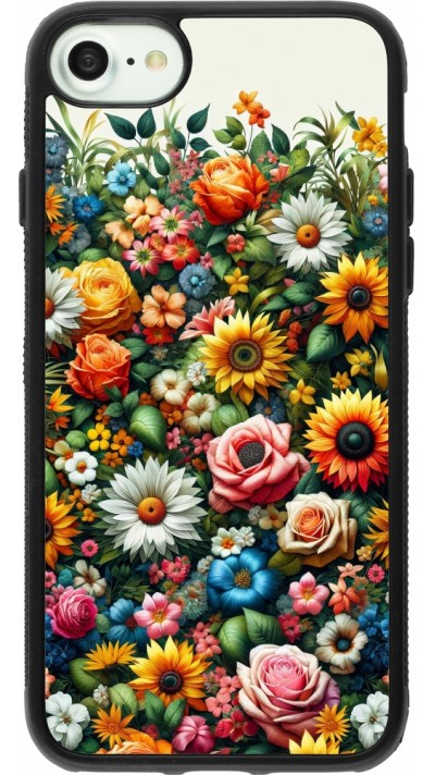 iPhone 7 / 8 / SE (2020, 2022) Case Hülle - Silikon schwarz Sommer Blumenmuster