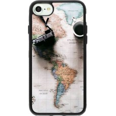 Coque iPhone 7 / 8 / SE (2020, 2022) - Silicone rigide noir Travel 01