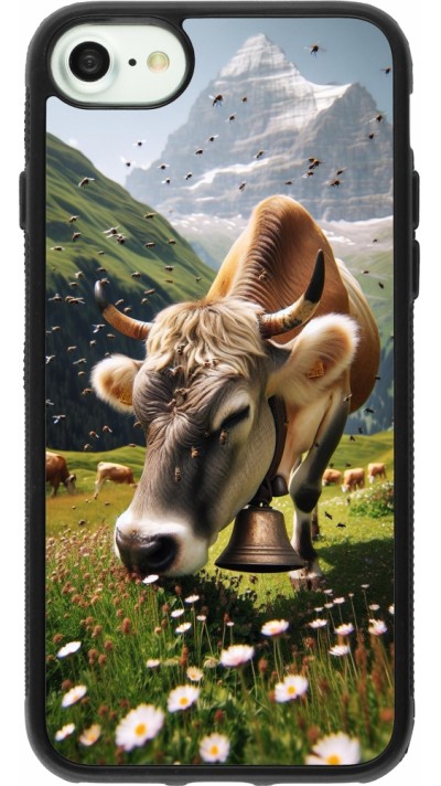 Coque iPhone 7 / 8 / SE (2020, 2022) - Silicone rigide noir Vache montagne Valais