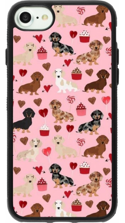 iPhone 7 / 8 / SE (2020, 2022) Case Hülle - Silikon schwarz Valentine 2024 puppy love